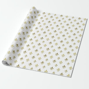 Metallic Gold Fleur de Lis French Wrapping Paper