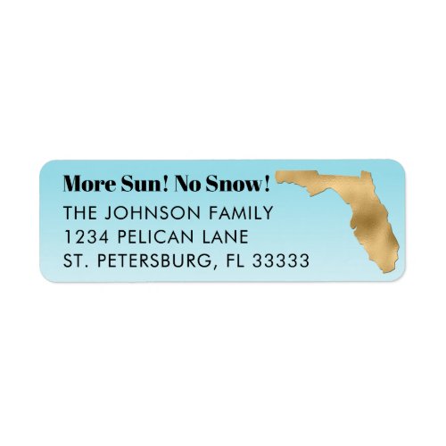 Metallic Gold Florida Map Aqua Blue New Address Label