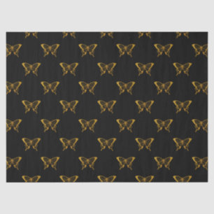 Metallic Gold Foil Butterflies on Black Tissue Paper