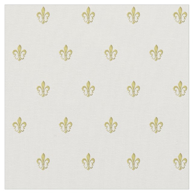 Metallic Gold French Fleur de Lis Combed Cotton Fabric (Close Up)
