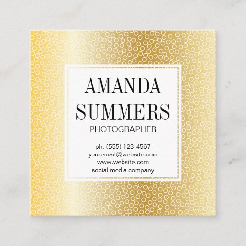 Metallic Gold  Geometric Circular Pattern Square Business Card