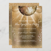 Gold Streamers Party Invitations, New Year's Eve Invitations