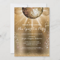 Gold Streamers Party Invitations, New Year's Eve Invitations