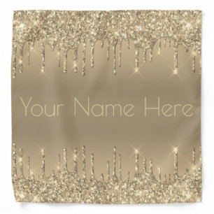 Metallic Gold Glitter Drip Champagne Icing Custom Bandana