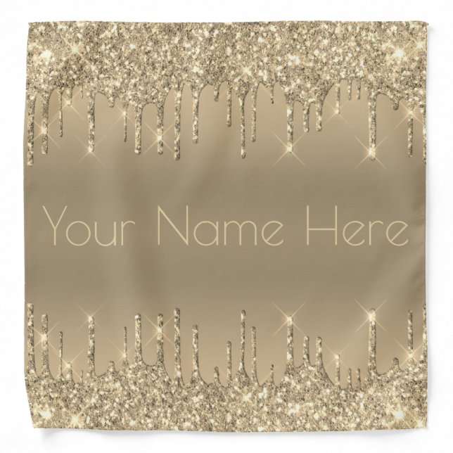 Metallic Gold Glitter Drip Champagne Icing Custom Bandana (Front)