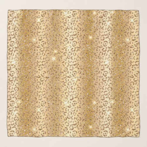 Metallic Gold  Glitter Glam Leopard Spots Print Scarf