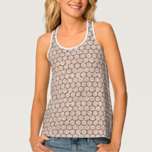Metallic Gold Glitter Sequins Hexagon Honeycomb Tank Top