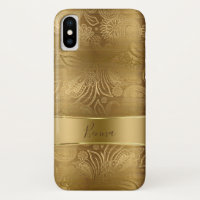 Metallic Gold & Gold Floral Paisley Pattern