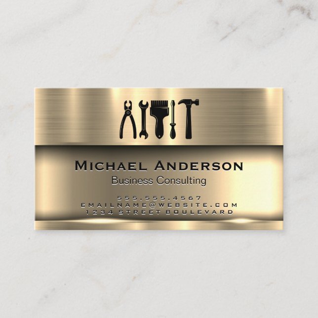Metallic Gold | Hardware Tools Business Card (Front)