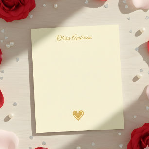 Metallic Gold Heart Valentines Day Personalized Notepad