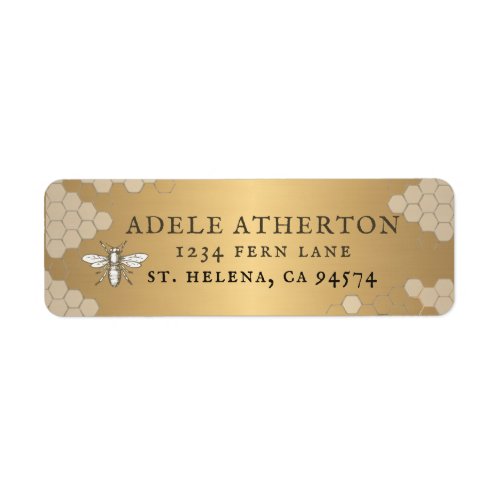 Metallic Gold Heraldic Bee Address Label