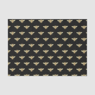 Metallic Gold Honeybee on Black Tissue Paper