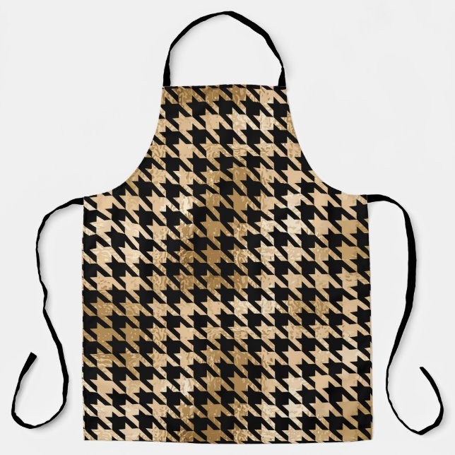 Metallic gold hounds tooth, fashion pattern. apron (Front)