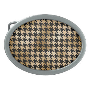 Metallic gold hounds tooth, fashion pattern. belt buckle
