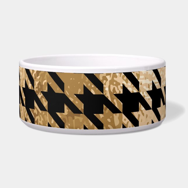 Metallic gold hounds tooth, fashion pattern. bowl (Front)