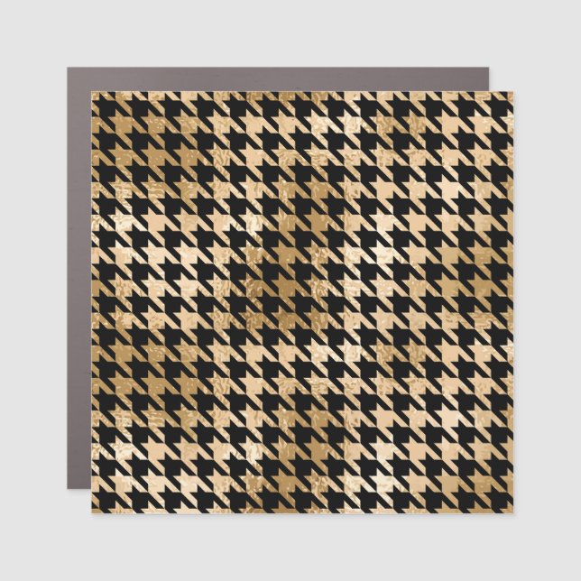 Metallic gold hounds tooth, fashion pattern. car magnet (Front)