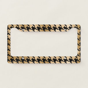 Metallic gold hounds tooth, fashion pattern. license plate frame