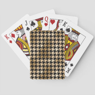 Metallic gold hounds tooth, fashion pattern. poker cards
