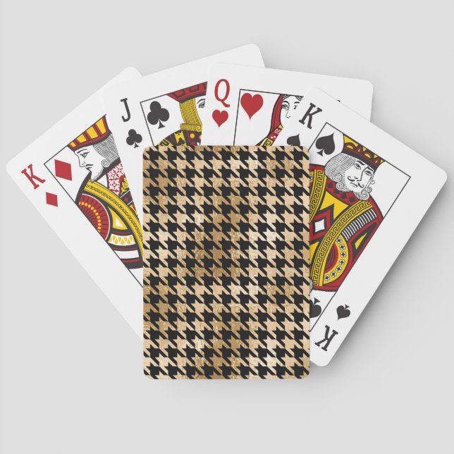 Metallic gold hounds tooth, fashion pattern. poker cards (Back)