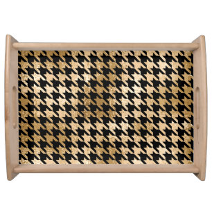 Metallic gold hounds tooth, fashion pattern. serving tray