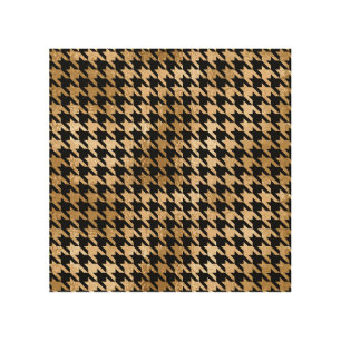 Metallic gold hounds tooth, fashion pattern. wood wall art