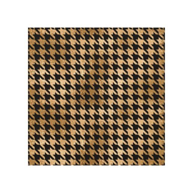 Metallic gold hounds tooth, fashion pattern. wood wall art (Front)