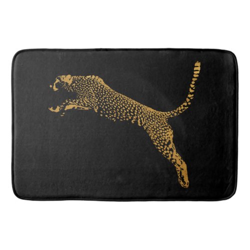 Metallic Gold Leaping Cheetah Bath Mat
