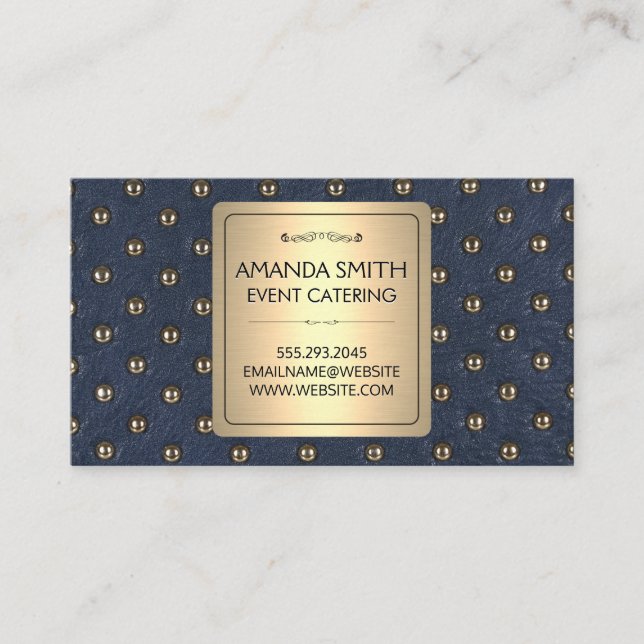 Metallic Gold | Leather Upholstery Background Business Card (Front)