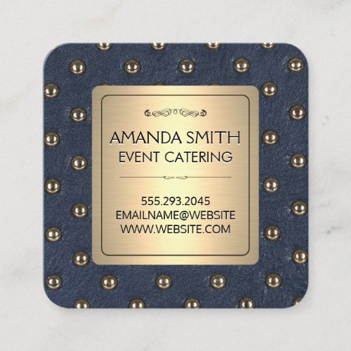 Metallic Gold  Leather Upholstery Background Square Business Card