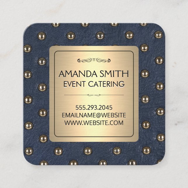 Metallic Gold | Leather Upholstery Background Square Business Card (Front)