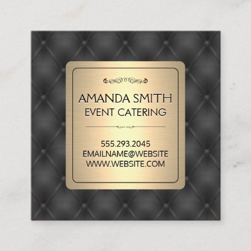 Metallic Gold  Leather Upholstery Background Square Business Card