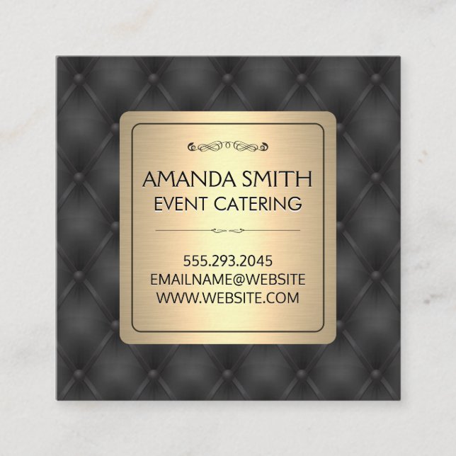 Metallic Gold | Leather Upholstery Background Square Business Card (Front)