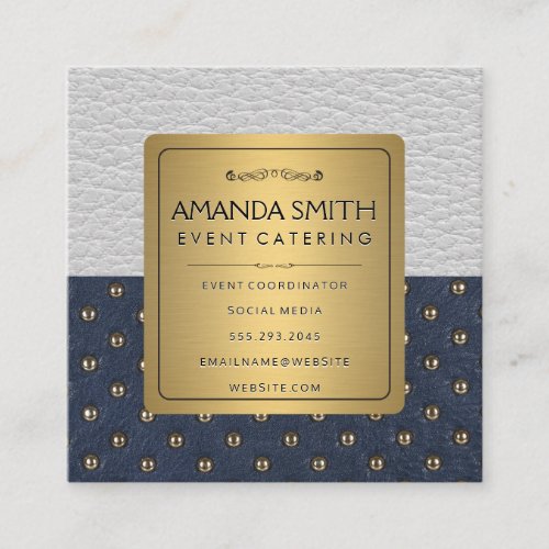 Metallic Gold  Leather Upholstery Background Square Business Card