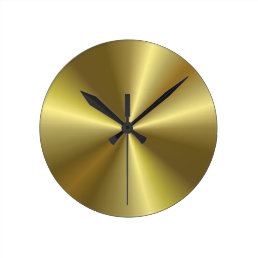 Metallic Gold Look Background Template Modern Round Clock