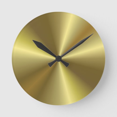 Metallic Gold Look Background Template Modern Round Clock