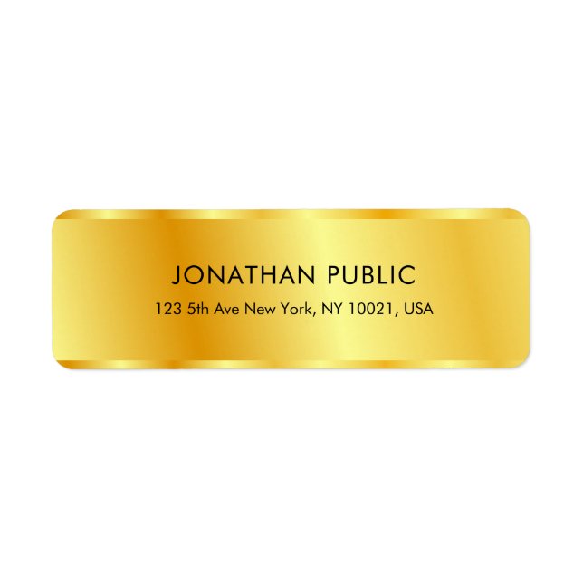 Metallic Gold Look Elegant Glamour Custom Template Label (Front)
