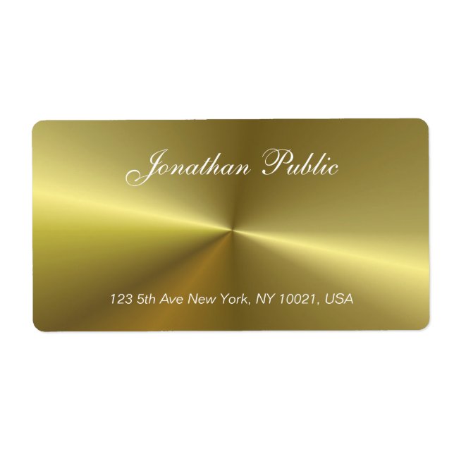 Metallic Gold Look Elegant Script Trendy Template Label (Front)