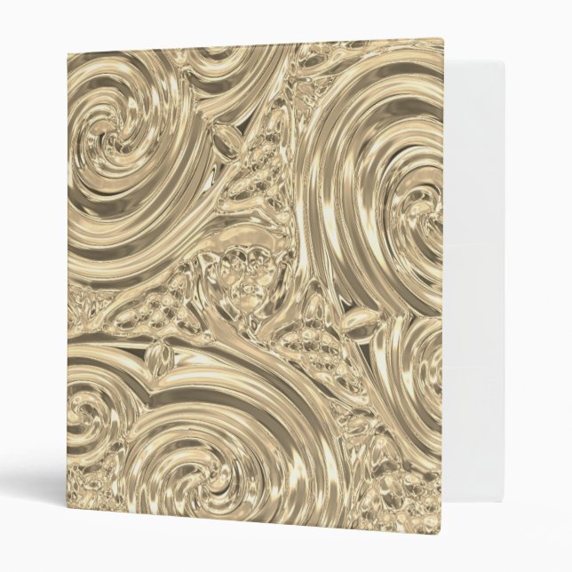 Metallic gold look elegant victorian nouveau 3 ring binder (Front/Inside)