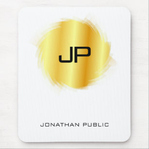 Metallic Gold Look Modern Monogram Template Mouse Pad