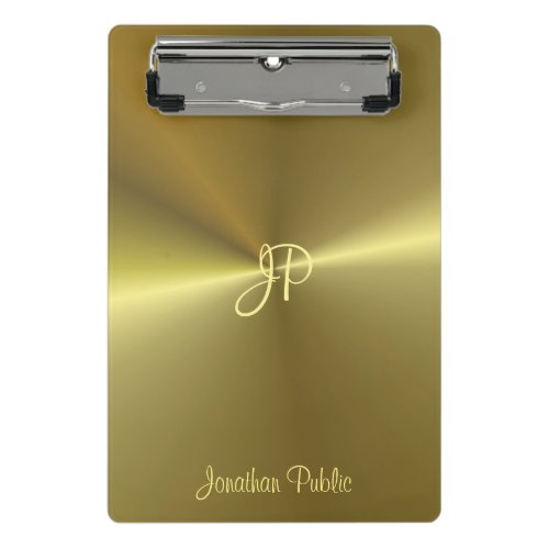 Metallic Gold Look Monogram Template Elegant Mini Clipboard