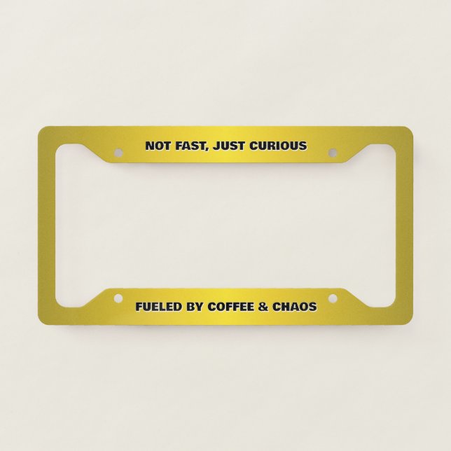 Metallic Gold Look with Custom Text License Plate Frame (Front)