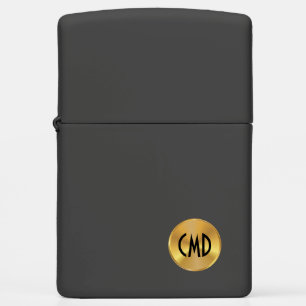 Metallic Gold Medalion Custom Monogram Zippo Lighter