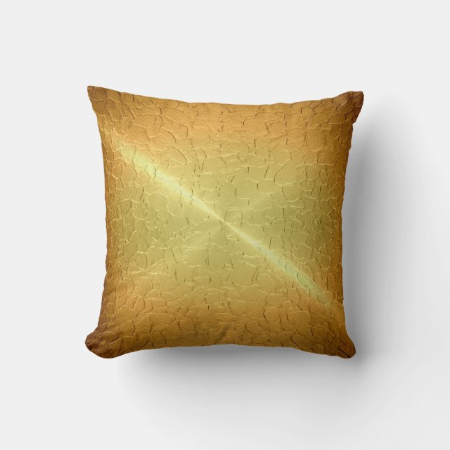Metallic Gold Metal Plated Throw Pillow (Front)