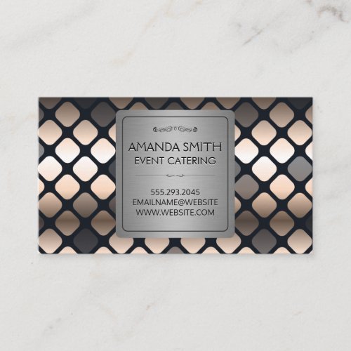 Metallic Gold  Metallic Pattern Squares Business Card