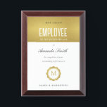 Metallic Gold Minimal Logo Employee Recognition Award Plaque<br><div class="desc">If you need any further customisation please feel free to message me on yellowfebstudio@gmail.com.</div>
