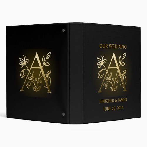 Metallic Gold Monogram A Wedding Planner Binder