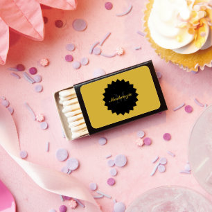 Metallic Gold Name and Initial Custom Matchbox Des Matchboxes