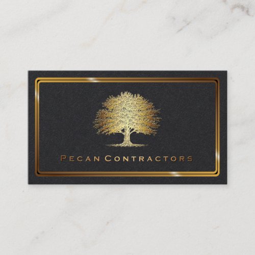 Metallic Gold Old Oak Tree Elegant Business Card