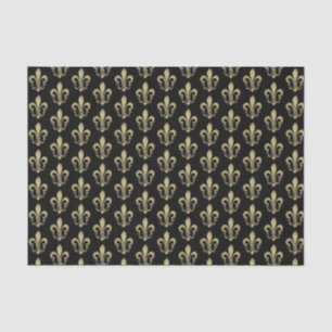 Metallic Gold on Black French Fleur de lis Tissue Tissue Paper