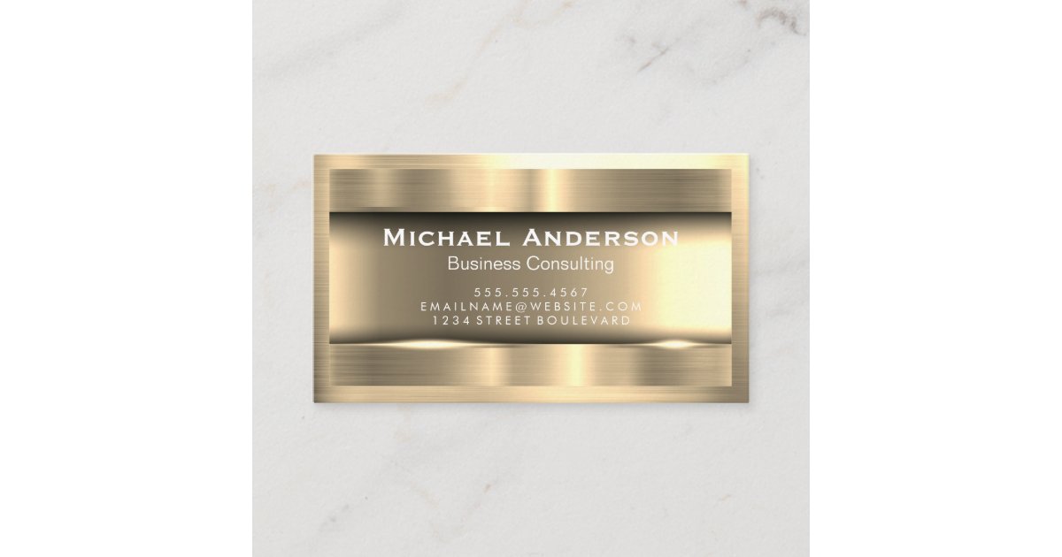 Metallic Gold on Gold Border Business Card Zazzle
